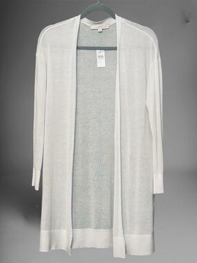 🌴 🆕 LOFT Long Open Cardigan. White. Size S. New with Tags (NWT).